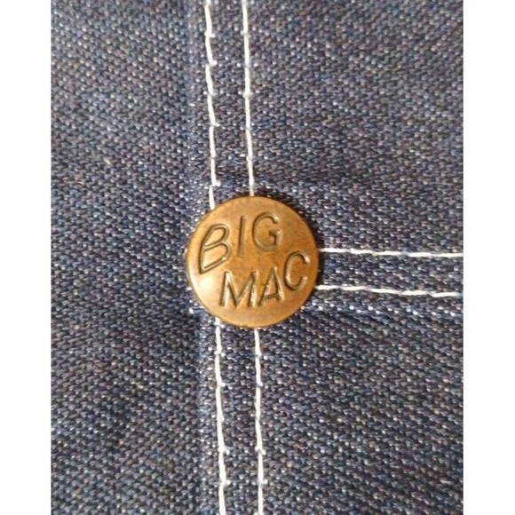 Big Mac 42x34 Dark Wash Bib Overalls Mens Carpenter Utility Blue Jeans Vtg NOS - Picture 14 of 16